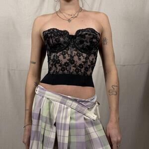 Lily of France Black Lace Corset Bustier Top